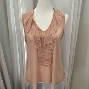 By&By blush sheer ruffled front shirt. Size M.